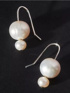 Anthropologie Double Orb Pearl Earrings